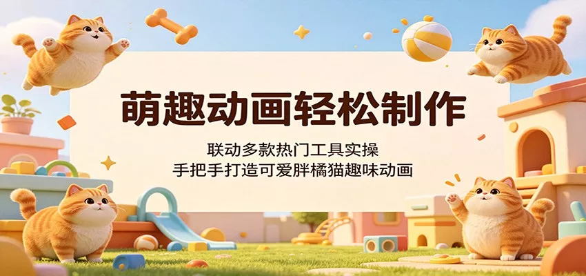 萌趣动画轻松制作，联动多款热门工具实操，手把手打造可爱胖橘猫趣味动画网创项目-知识付费-在线课程-自媒体创业-网络副业-优利资源优利资源网