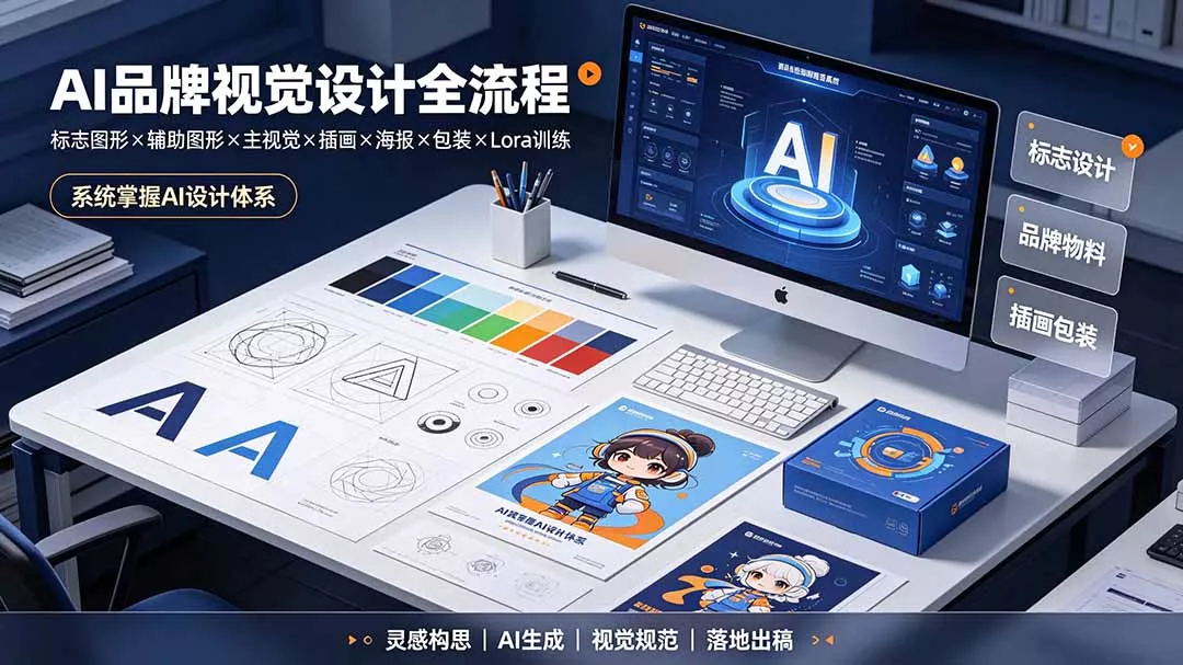 AI品牌视觉设计全流程：标志图形×辅助图形×主视觉×插画×海报×包装×Lora训练，系统掌握AI设计体系网创项目-知识付费-在线课程-自媒体创业-网络副业-优利资源优利资源网