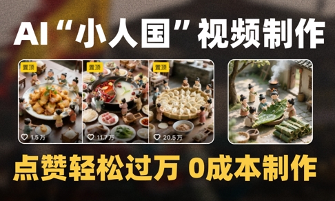 爆款1000W+播放微缩景观迷你小人国AI视频0成本制作全流程教学网创项目-知识付费-在线课程-自媒体创业-网络副业-优利资源优利资源网