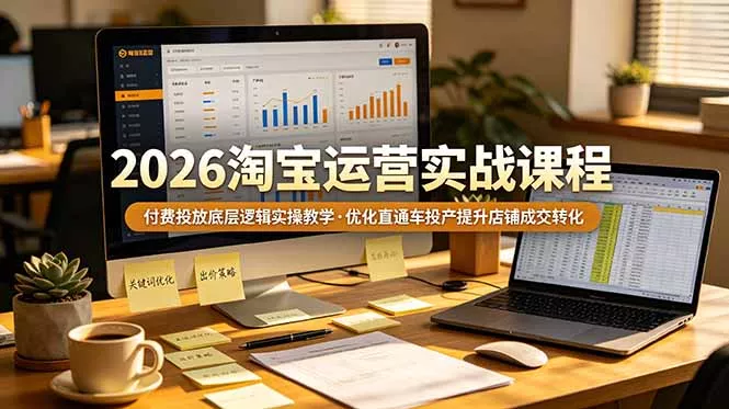 2026 淘宝运营实战课程，付费投放底层逻辑实操教学，优化直通车投产提升店铺成交转化网创项目-知识付费-在线课程-自媒体创业-网络副业-优利资源优利资源网