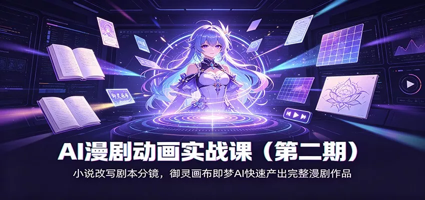AI漫剧动画实战课(第二期)：小说改写剧本分镜，御灵画布即梦AI快速产出完整漫剧作品网创项目-知识付费-在线课程-自媒体创业-网络副业-优利资源优利资源网