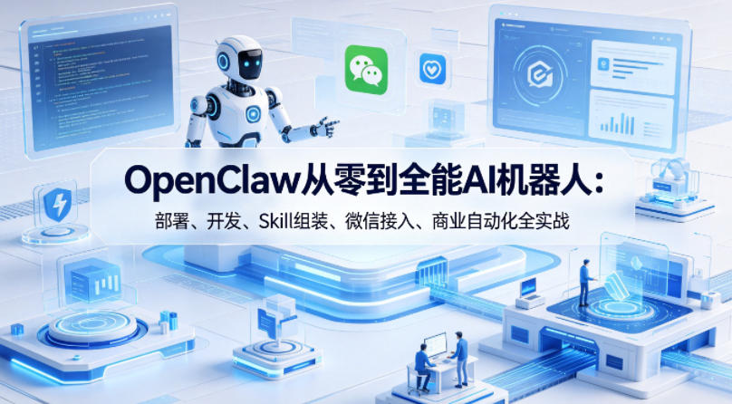 OpenClaw从零到全能AI机器人：部署、开发、Skill组装、微信接入、商业自动化全实战网创项目-知识付费-在线课程-自媒体创业-网络副业-优利资源优利资源网