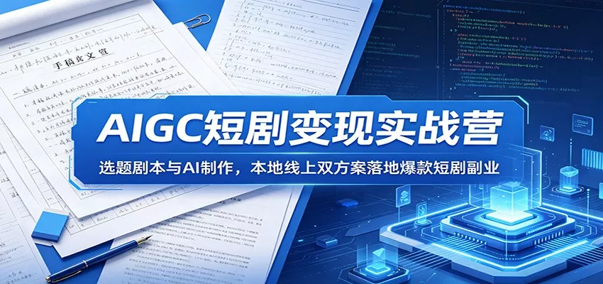 AIGC短剧变现实战营：选题剧本与AI制作，本地线上双方案落地爆款短剧副业网创项目-知识付费-在线课程-自媒体创业-网络副业-优利资源优利资源网