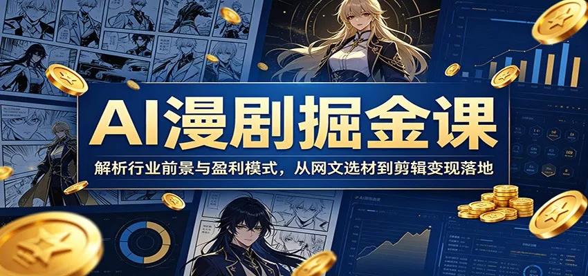 AI漫剧掘金课：解析行业前景与盈利模式，从网文选材到剪辑变现落地网创项目-知识付费-在线课程-自媒体创业-网络副业-优利资源优利资源网