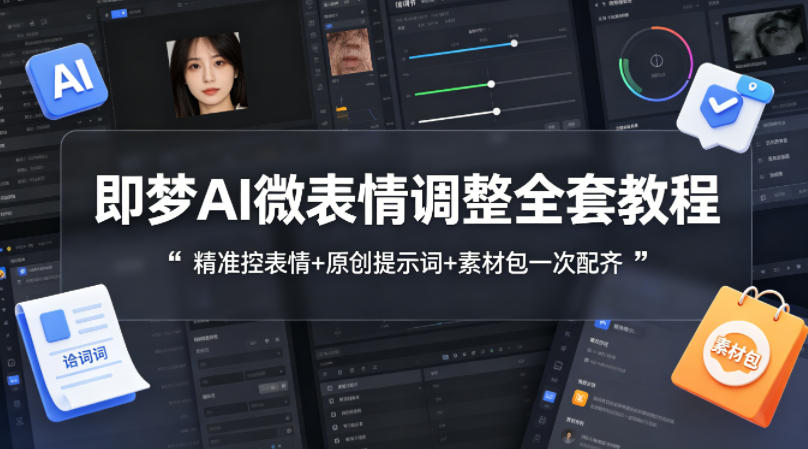 即梦AI微表情调整全套教程，精准控表情+原创提示词+素材包一次配齐网创项目-知识付费-在线课程-自媒体创业-网络副业-优利资源优利资源网