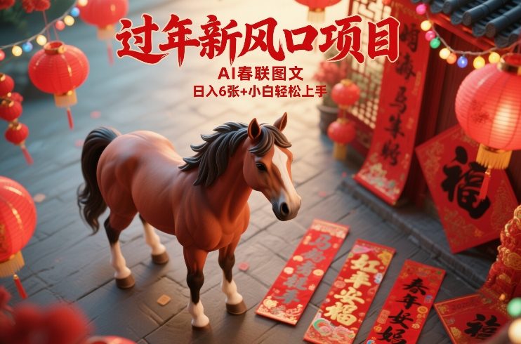 过年新风口项目，用ai春联图文，日入6张+小白轻松上手【揭秘】网创项目-知识付费-在线课程-自媒体创业-网络副业-优利资源优利资源网