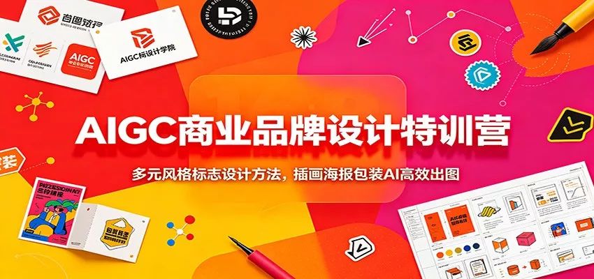 AIGC商业品牌设计特训营：多元风格标志设计方法，插画海报包装AI高效出图网创项目-知识付费-在线课程-自媒体创业-网络副业-优利资源优利资源网