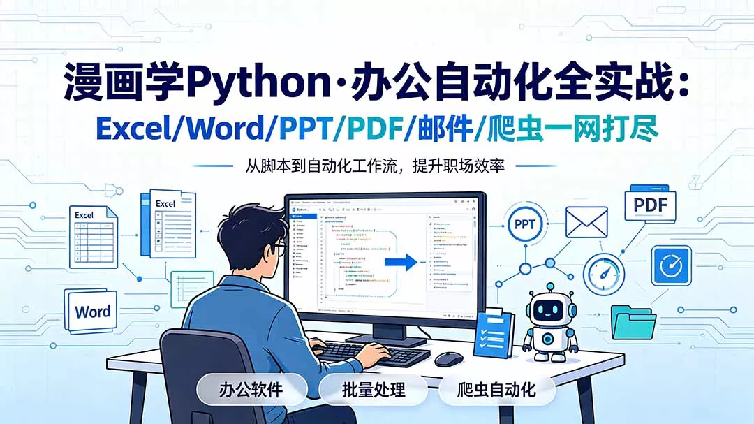 漫画学Python·办公自动化全实战：Excel/Word/PPT/PDF/邮件/爬虫一网打尽网创项目-知识付费-在线课程-自媒体创业-网络副业-优利资源优利资源网