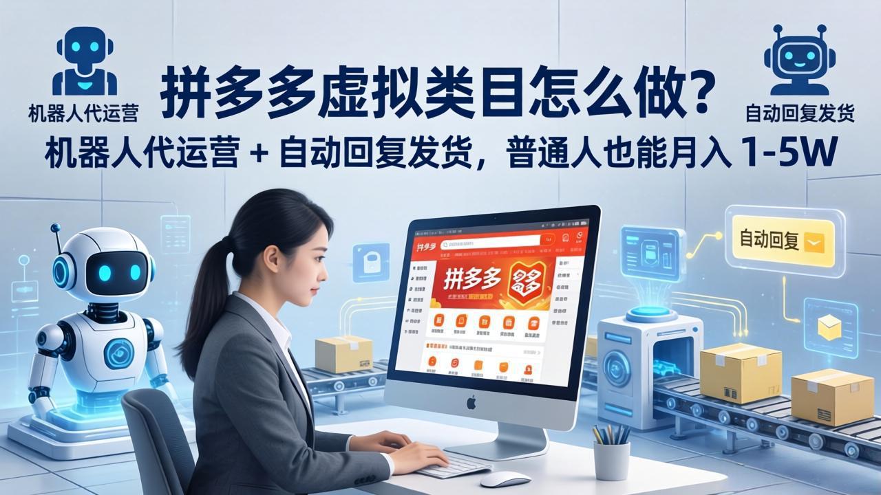 拼多多虚拟类目怎么做？机器人代运营 + 自动回复发货，普通人也能月入 1-5W网创项目-知识付费-在线课程-自媒体创业-网络副业-优利资源优利资源网