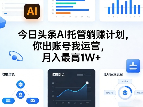 今日头条AI托管躺賺计划，你出账号我运营，月入最高1W+【揭秘】网创项目-知识付费-在线课程-自媒体创业-网络副业-优利资源优利资源网