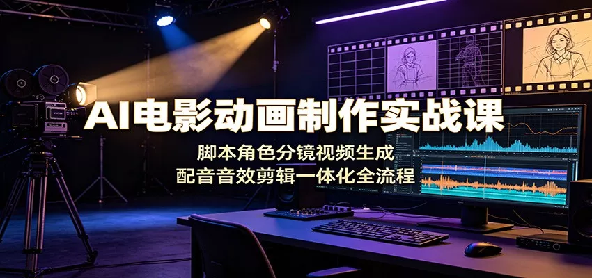 AI电影动画制作实战课：脚本角色分镜视频生成，配音音效剪辑一体化全流程网创项目-知识付费-在线课程-自媒体创业-网络副业-优利资源优利资源网