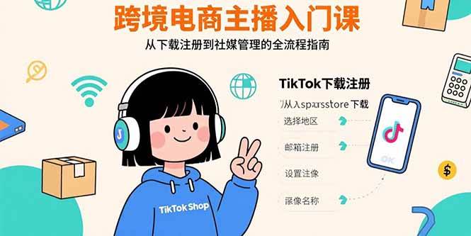 （15708期）跨境电商主播入门课，TikTok下载注册，支付工具配置，社媒账号管理全流程网创项目-知识付费-在线课程-自媒体创业-网络副业-优利资源优利资源网