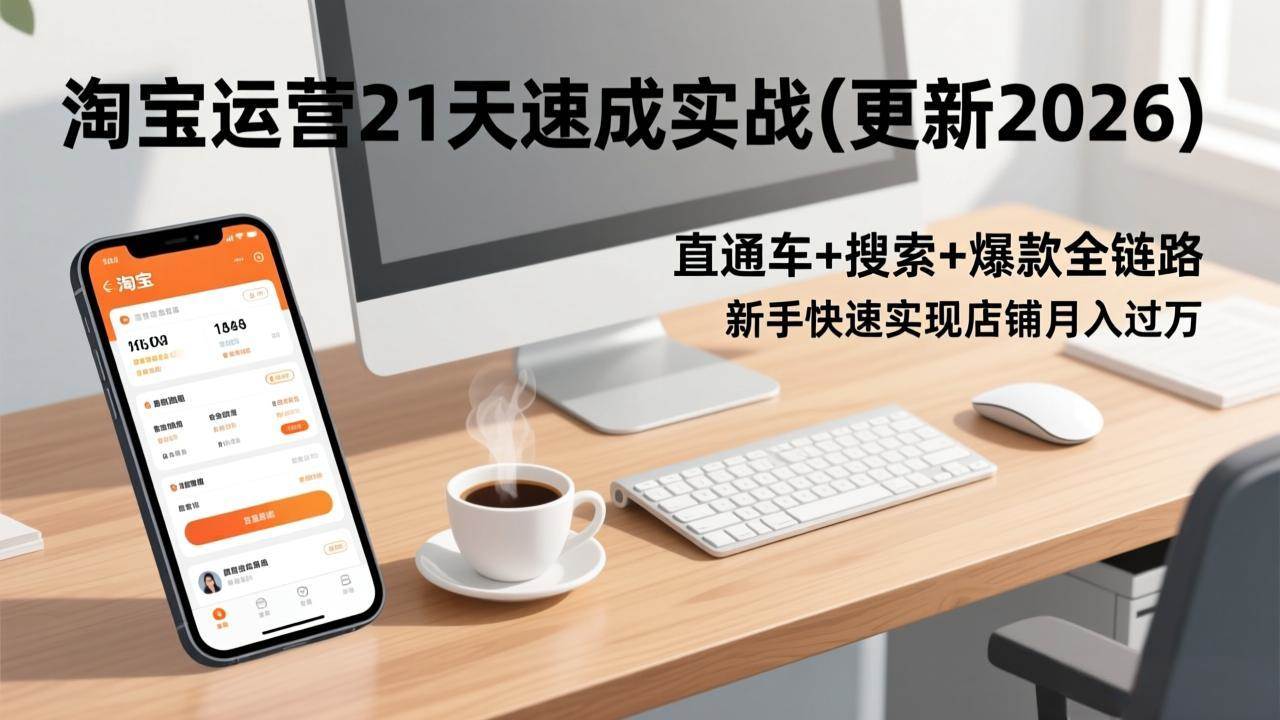 （17201期）淘宝运营21天速成实战(更新2026)，直通车+搜索+爆款全链路，新手快速实现店铺月入过万网创项目-知识付费-在线课程-自媒体创业-网络副业-优利资源优利资源网