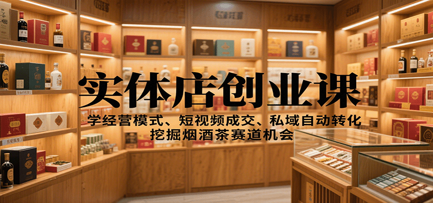 实体店创业课：学经营模式、短视频成交、私域自动转化，挖掘烟酒茶赛道机会网创项目-知识付费-在线课程-自媒体创业-网络副业-优利资源优利资源网