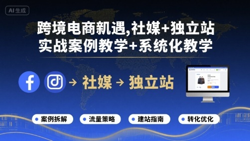 跨境电商新机遇，社媒+独立站，实战案例教学+系统化教学网创项目-知识付费-在线课程-自媒体创业-网络副业-优利资源优利资源网