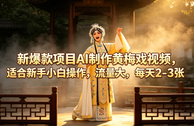 新爆款项目AI制作黄梅戏视频，适合新手小白操作，流量大，每天2-3张网创项目-知识付费-在线课程-自媒体创业-网络副业-优利资源优利资源网