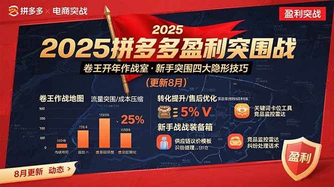 （15687期）2025拼多多盈利突围战：卷王开年作战室，新手突围四大隐形技巧(更新8月)网创项目-知识付费-在线课程-自媒体创业-网络副业-优利资源优利资源网