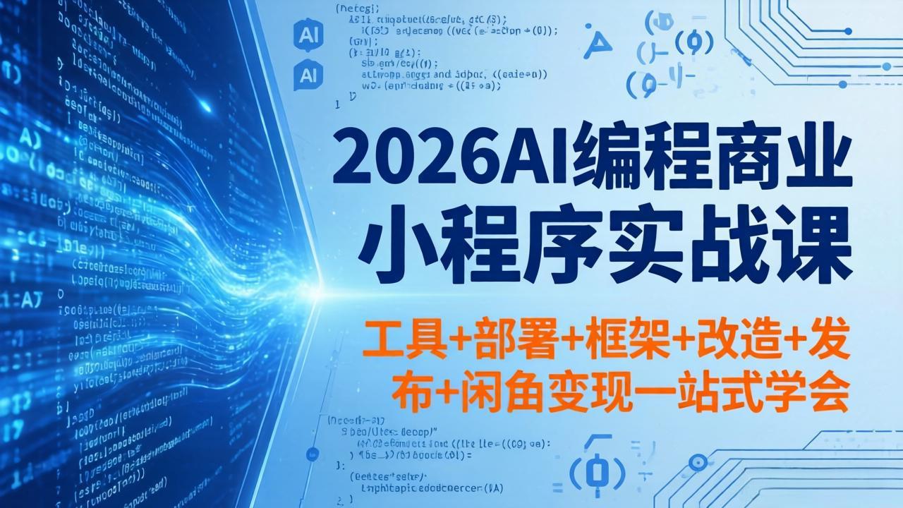 2026AI编程商业小程序实战课，工具+部署+框架+改造+发布+闲鱼变现一站式学会网创项目-知识付费-在线课程-自媒体创业-网络副业-优利资源优利资源网