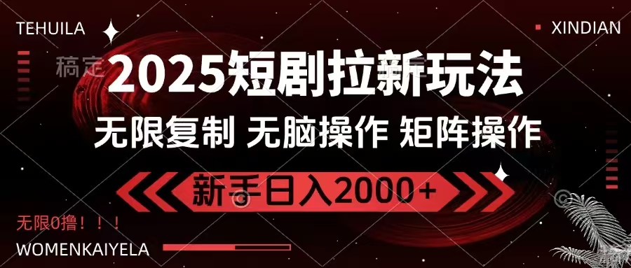 （14429期）2025短剧拉新玩法，无需注册登录，无限0撸，无脑批量操作日入2000+网创项目-知识付费-在线课程-自媒体创业-网络副业-优利资源优利资源网
