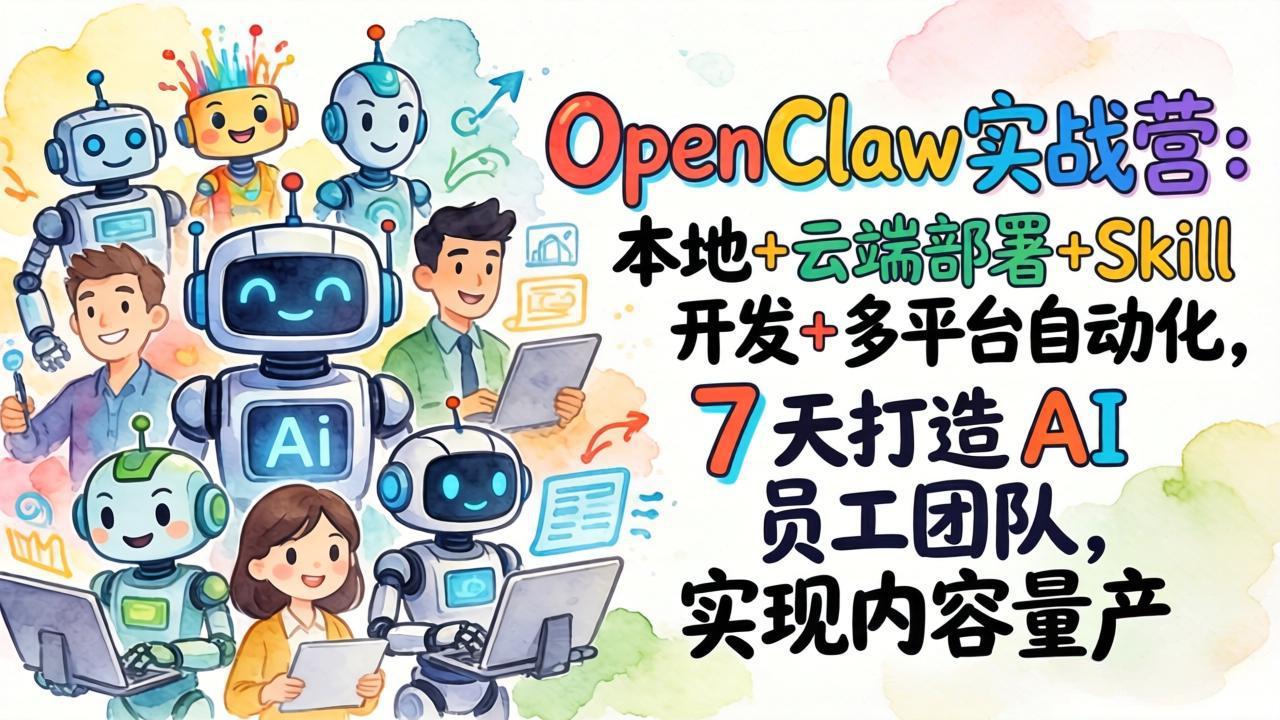OpenClaw实战营：本地+云端部署+Skill开发+多平台自动化，7 天打造 AI 员工团队，实现内容量产网创项目-知识付费-在线课程-自媒体创业-网络副业-优利资源优利资源网