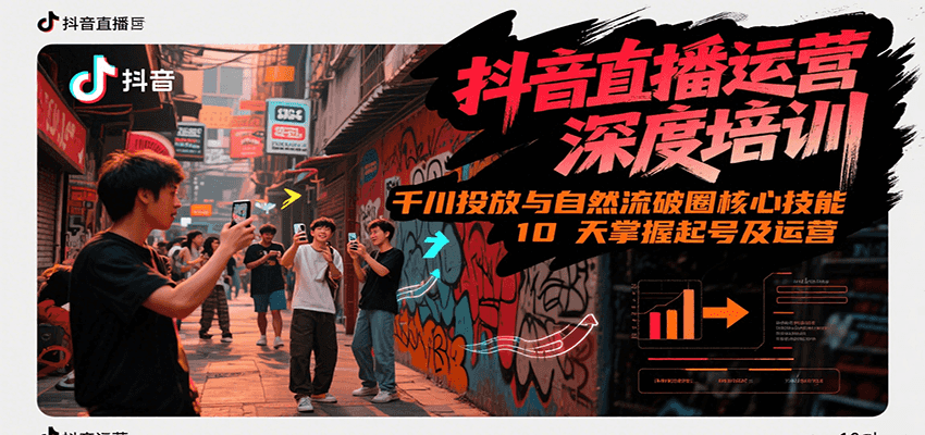 抖音直播运营深度培训，千川投放与自然流核心技能，10天掌握起号及运营(6-7月新课)网创项目-知识付费-在线课程-自媒体创业-网络副业-优利资源优利资源网