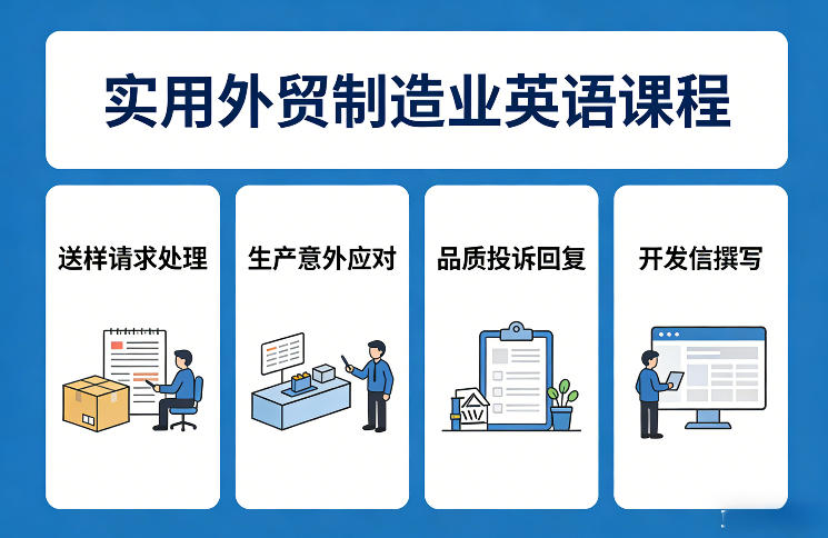 实用外贸制造业英语课程，教你专业处理送样请求、应对生产意外、回复品质投诉、撰写开发信等网创项目-知识付费-在线课程-自媒体创业-网络副业-优利资源优利资源网