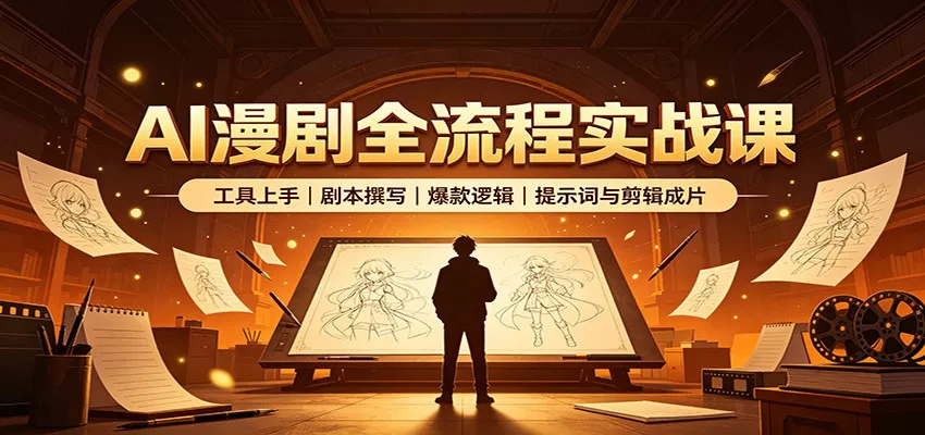 AI漫剧全流程实战课：工具上手、剧本撰写、爆款逻辑、提示词与剪辑成片网创项目-知识付费-在线课程-自媒体创业-网络副业-优利资源优利资源网