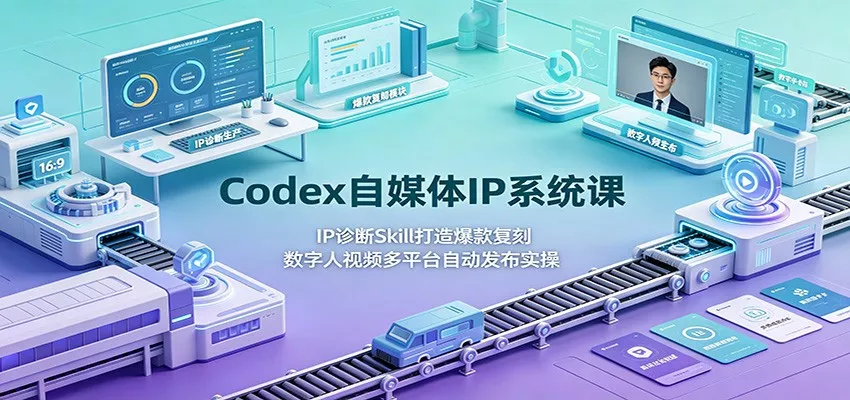 Codex自媒体IP系统课：IP诊断Skill打造爆款复刻，数字人视频多平台自动发布实操网创项目-知识付费-在线课程-自媒体创业-网络副业-优利资源优利资源网