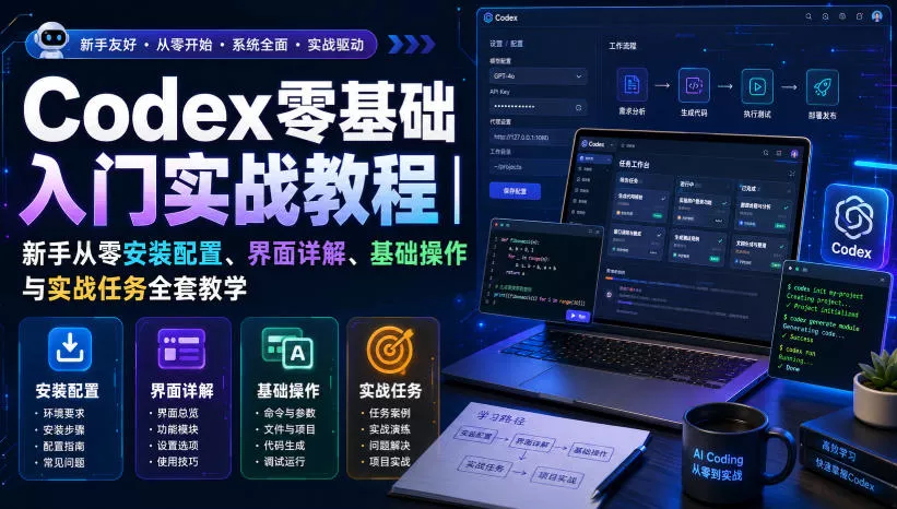 Codex零基础入门实战教程｜新手从零安装配置、界面详解、基础操作与实战任务全套教学网创项目-知识付费-在线课程-自媒体创业-网络副业-优利资源优利资源网