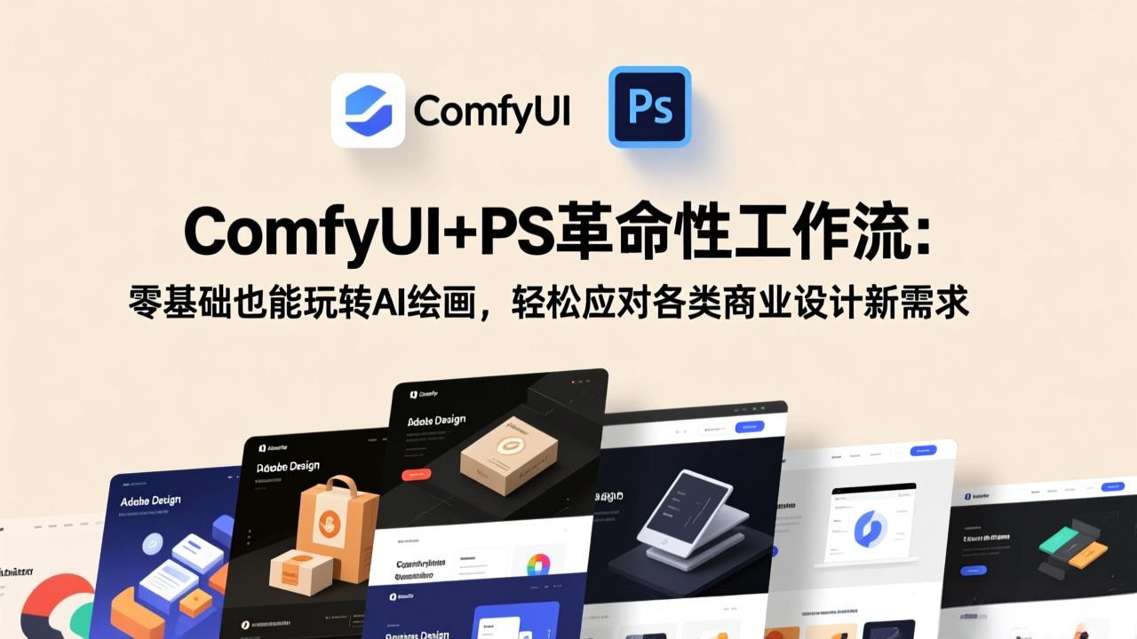 ComfyUI+PS革命性工作流：零基础也能玩转AI绘画，轻松应对各类商业设计新需求网创项目-知识付费-在线课程-自媒体创业-网络副业-优利资源优利资源网