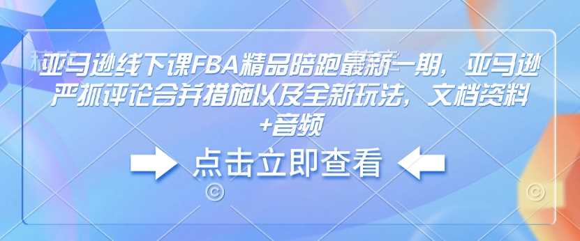 亚马逊线下课FBA精品陪跑最新一期，亚马逊严抓评论合并措施以及全新玩法，文档资料+音频网创项目-知识付费-在线课程-自媒体创业-网络副业-优利资源优利资源网