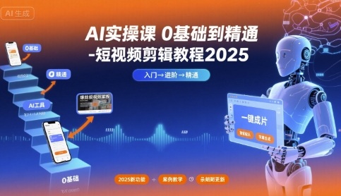 AI实操课0基础到精通-短视频剪辑教程2025网创项目-知识付费-在线课程-自媒体创业-网络副业-优利资源优利资源网
