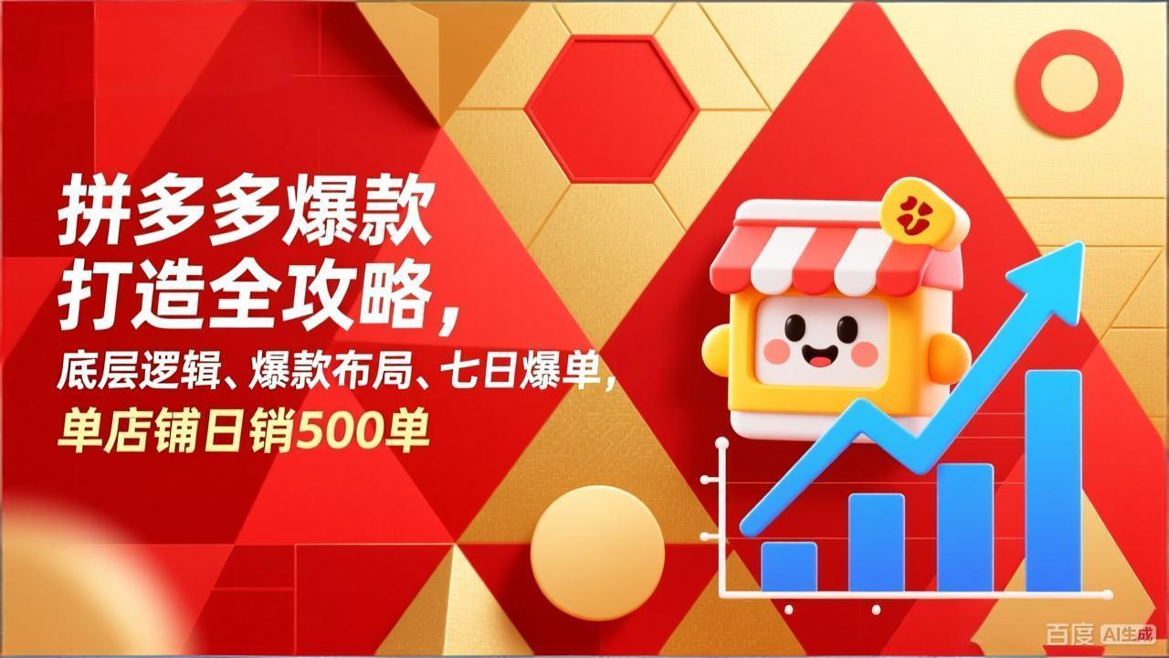 拼多多爆款打造全攻略，底层逻辑、爆款布局、七日爆单，单店铺日销500单网创项目-知识付费-在线课程-自媒体创业-网络副业-优利资源优利资源网