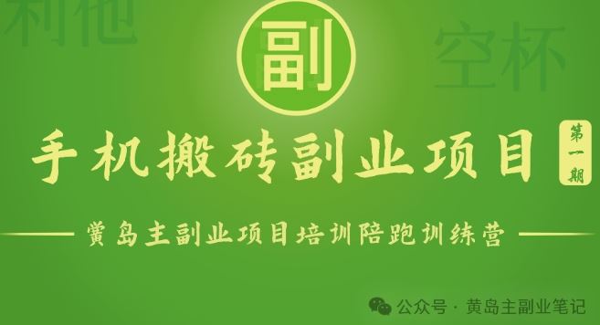 手机搬砖小副业项目训练营1.0，实测1小时收益50+，一部手机轻松日入100+网创项目-知识付费-在线课程-自媒体创业-网络副业-优利资源优利资源网