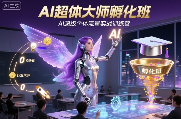 AI超体大师孵化班，AI超级个体流量实战训练营网创项目-知识付费-在线课程-自媒体创业-网络副业-优利资源优利资源网