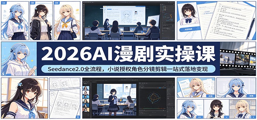 2026AI漫剧实操课：Seedance2.0全流程，小说授权角色分镜剪辑一站式落地变现网创项目-知识付费-在线课程-自媒体创业-网络副业-优利资源优利资源网