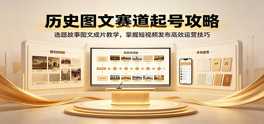 历史图文赛道起号攻略：选题故事图文成片教学，掌握短视频发布高效运营技巧网创项目-知识付费-在线课程-自媒体创业-网络副业-优利资源优利资源网