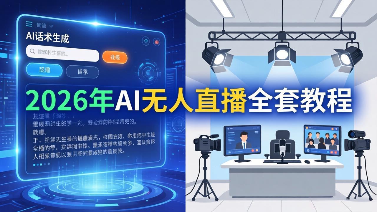 2026年AI无人直播全套教程：OBS安装+软件配置+直播间搭建+话术生成+一键开播实操网创项目-知识付费-在线课程-自媒体创业-网络副业-优利资源优利资源网