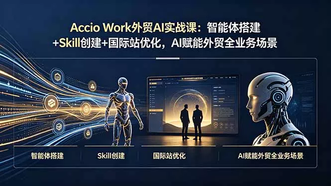 Accio Work外贸AI实战课：智能体搭建+Skill创建+国际站优化，AI赋能外贸全业务场景网创项目-知识付费-在线课程-自媒体创业-网络副业-优利资源优利资源网