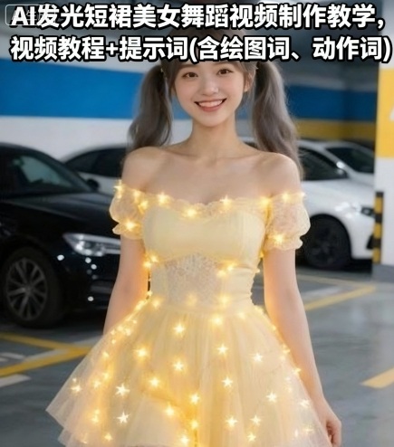 AI发光短裙美女舞蹈视频制作教学，视频教程+提示词(含绘图词、动作词)网创项目-知识付费-在线课程-自媒体创业-网络副业-优利资源优利资源网