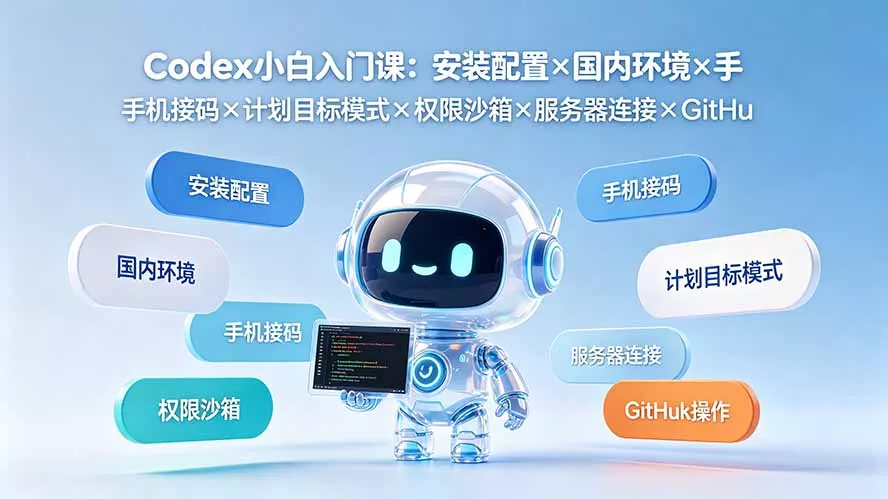 Codex小白入门课：安装配置×国内环境×手机接码×计划目标模式×权限沙箱×服务器连接×GitHub操作网创项目-知识付费-在线课程-自媒体创业-网络副业-优利资源优利资源网