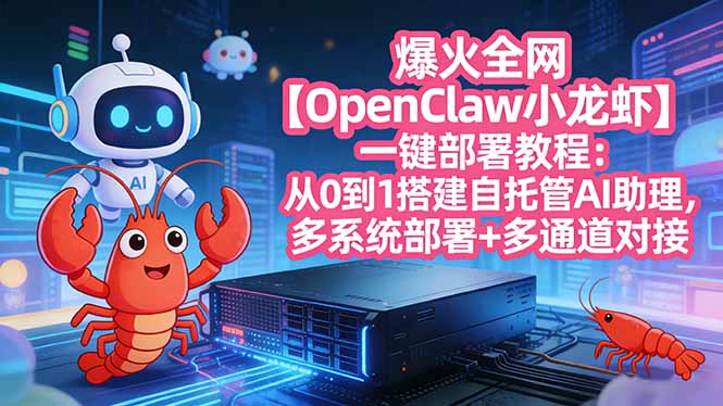 爆火全网【OpenClaw 小龙虾】一键部署教程：从0到1搭建自托管AI助理，多系统部署+多通道对接网创项目-知识付费-在线课程-自媒体创业-网络副业-优利资源优利资源网