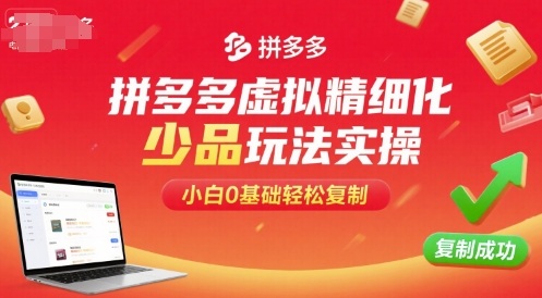 拼多多虚拟精细化少品玩法实操，小白0基础轻松复制网创项目-知识付费-在线课程-自媒体创业-网络副业-优利资源优利资源网