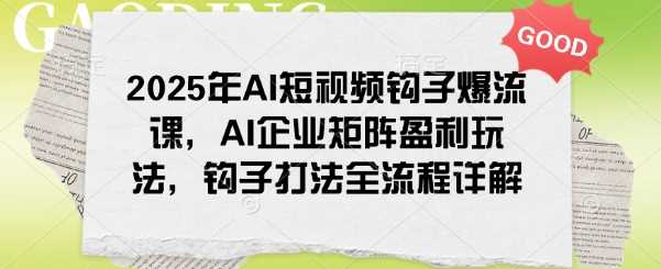2025年AI短视频钩子爆流课，AI企业矩阵盈利玩法，钩子打法全流程详解网创项目-知识付费-在线课程-自媒体创业-网络副业-优利资源优利资源网