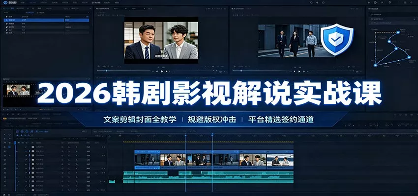 2026韩剧影视解说实战课：文案剪辑封面全教学，规避版权冲击平台精选签约通道网创项目-知识付费-在线课程-自媒体创业-网络副业-优利资源优利资源网