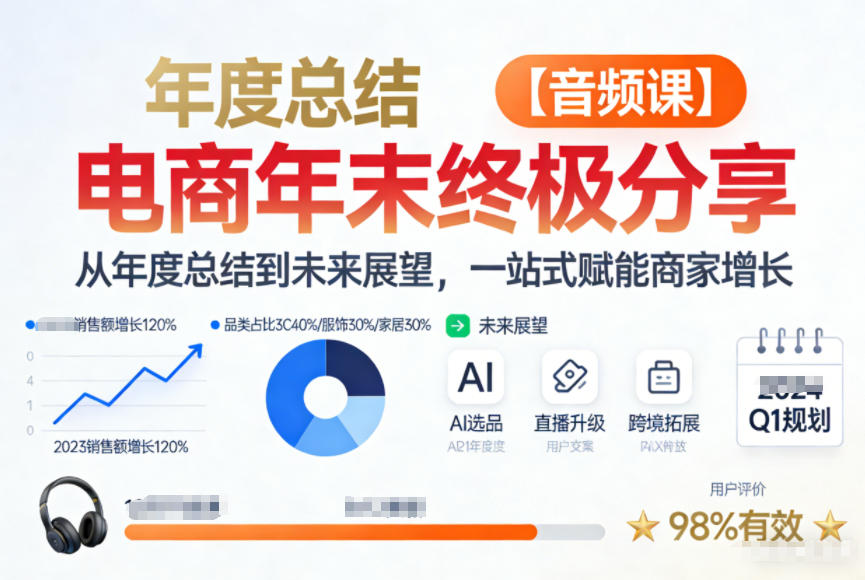 电商年未终极分享，从年度总结到未来展望，一站式赋能商家增长【音频课】网创项目-知识付费-在线课程-自媒体创业-网络副业-优利资源优利资源网
