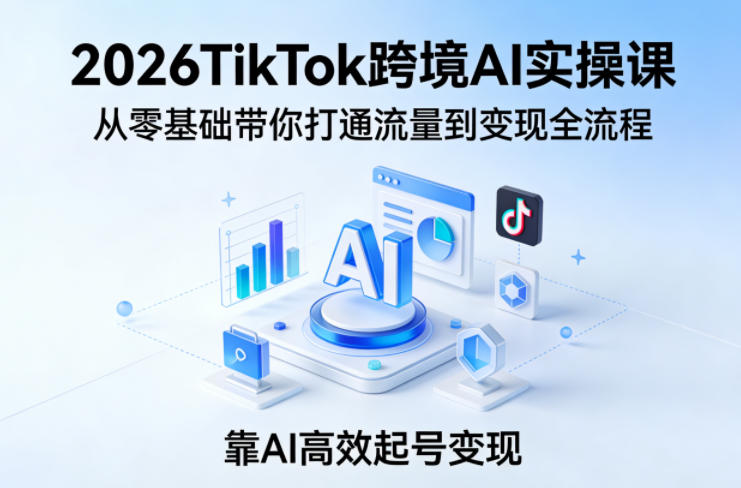 2026TikTok跨境AI实操课，从零基础带你打通流量到变现全流程，靠AI高效起号变现网创项目-知识付费-在线课程-自媒体创业-网络副业-优利资源优利资源网