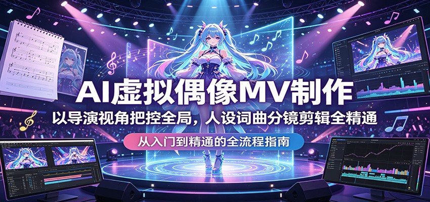 AI虚拟偶像MV制作：以导演视角把控全局，人设词曲分镜剪辑全精通网创项目-知识付费-在线课程-自媒体创业-网络副业-优利资源优利资源网
