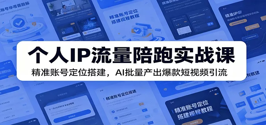 个人IP流量陪跑实战课：精准账号定位搭建，AI批量产出爆款短视频引流网创项目-知识付费-在线课程-自媒体创业-网络副业-优利资源优利资源网