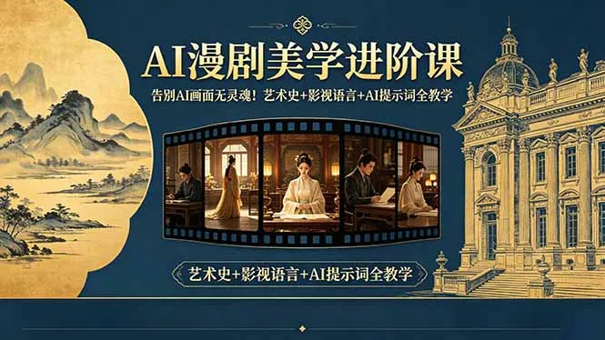 告别AI画面无灵魂！AI漫剧美学进阶课-更新，艺术史+影视语言+AI提示词全教学网创项目-知识付费-在线课程-自媒体创业-网络副业-优利资源优利资源网